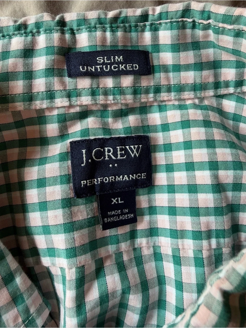 J. Crew Slim Untucked Performance Mens Shirt Size XL Checkered Long Sleeve